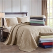 Madison Park Quebec 3-Piece Polyester Quilted Microfiber Bedspread Set in Gray