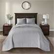 Madison Park Quebec 3-Piece Polyester Quilted Microfiber Bedspread Set in Gray