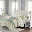 Madison Park Willa 6-Piece Cotton Sateen Printed Coverlet Set in Green