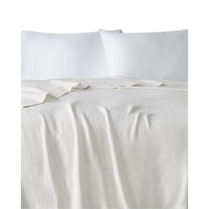 Madison Park Cotton Freshspun Basketweave Blanket w/ 1&quot Self Hem in Cream