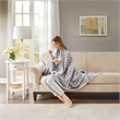 Beautyrest Contemporary Polyester Knitted Solid Faux Fur Heated Throw in Gray
