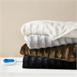Beautyrest Contemporary Polyester Knitted Solid Faux Fur Heated Throw in Gray