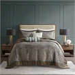 Madison Park Aubrey 5-Piece Polyester Cotton Faux Silk Bedspread Set in Blue
