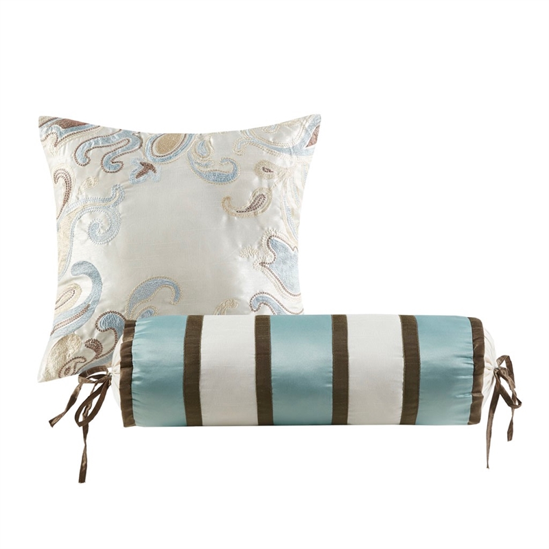 Madison Park Aubrey 5-Piece Polyester Cotton Faux Silk Bedspread Set in Blue