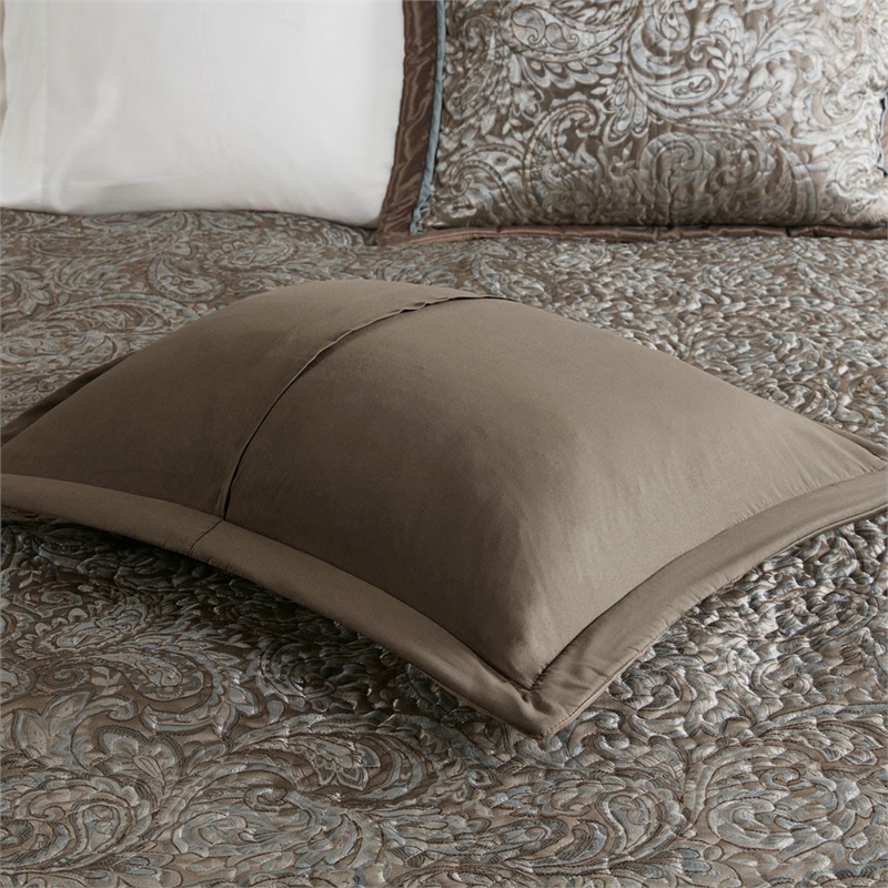 Madison Park Aubrey 5-Piece Polyester Cotton Faux Silk Bedspread Set in Blue