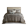Madison Park Aubrey 5-Piece Polyester Cotton Faux Silk Bedspread Set in Blue