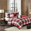 Madison Park Ridge 6-Piece Polyester Printed Herringbone Coverlet Set in Red
