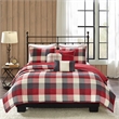 Madison Park Ridge 6-Piece Polyester Printed Herringbone Coverlet Set in Red