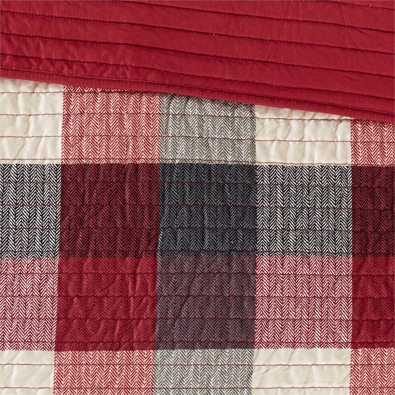 Madison Park Ridge 6-Piece Polyester Printed Herringbone Coverlet Set in Red