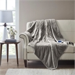 Beautyrest Polyester Knitted Microlight/Berber Solid Heated Throw in Gray