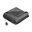 Beautyrest Polyester Knitted Microlight/Berber Solid Heated Throw in Gray
