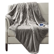 Beautyrest Polyester Knitted Microlight/Berber Solid Heated Throw in Gray