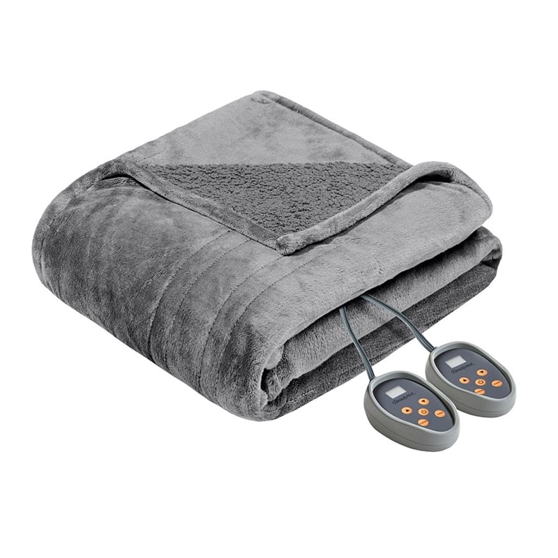 Beautyrest Polyester Solid Knitted Microlight Heated Blanket in Gray