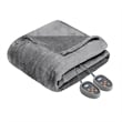 Beautyrest Polyester Solid Knitted Microlight Heated Blanket in Gray