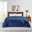 Beautyrest Polyester Solid Knitted Microlight Heated Blanket in Blue