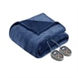 Beautyrest Polyester Solid Knitted Microlight Heated Blanket in Blue