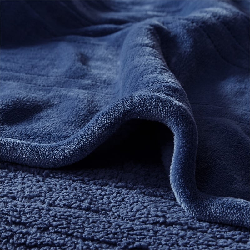 Beautyrest Polyester Solid Knitted Microlight Heated Blanket in Blue