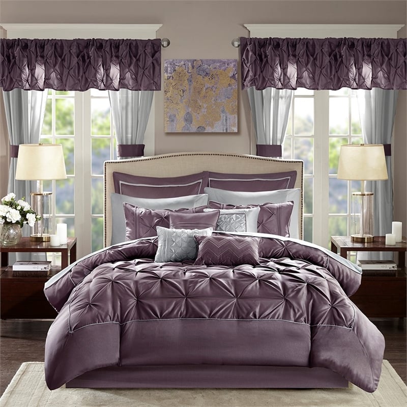 Madison Park Essentials Joella 24-Piece Polyester Comforter Set in Purple