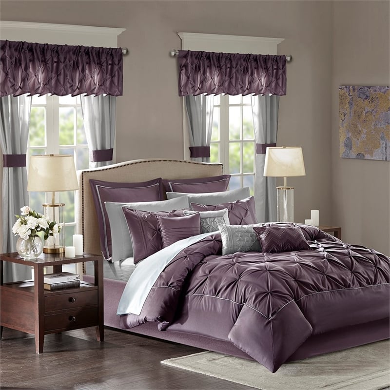 Madison Park Essentials Joella 24-Piece Polyester Comforter Set in Purple