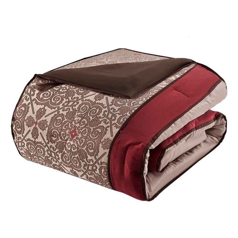 Madison Park Essentials Delaney 24-Piece Polyester Jacquard Comforter Set in Red