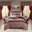 Madison Park Essentials Delaney 24-Piece Polyester Jacquard Comforter Set in Red