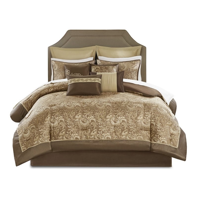 Madison Park Essentials Brystol 24-Piece Polyester Comforter Set in Brown