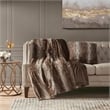 Madison Park Modern Polyester Faux Tip Dyed Brushed Long Fur Pillow in Tan