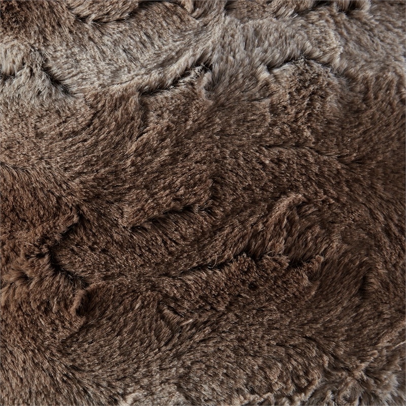 Madison Park Modern Polyester Faux Tip Dyed Brushed Long Fur Pillow in Tan