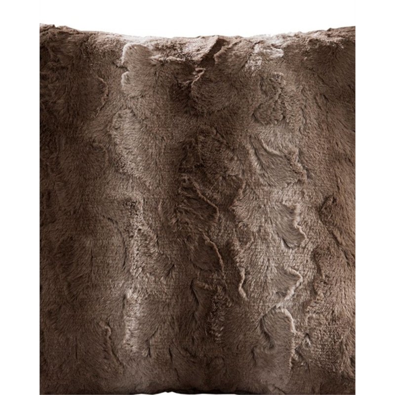 Madison Park Modern Polyester Faux Tip Dyed Brushed Long Fur Pillow in Tan