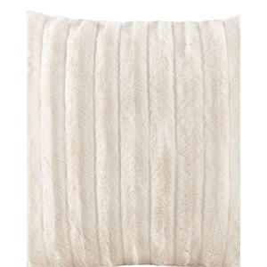 Madison Park Square Polyester Solid Stripe Plaited Long Fur Pillow in Ivory