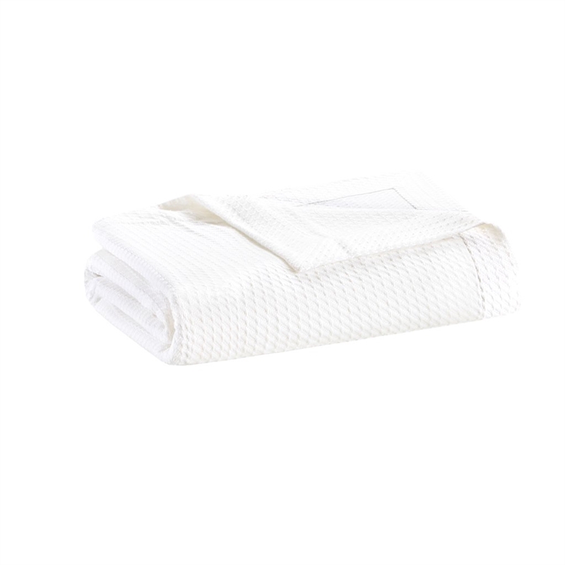 Madison Park Contemporary 100 Percent Egyptian Cotton Solid Blanket in White