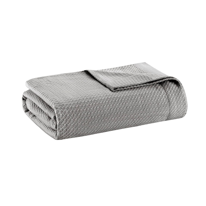 Madison Park Contemporary 100 Percent Egyptian Cotton Solid Blanket in Gray