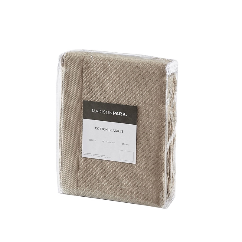 Madison Park Contemporary 100 Percent Egyptian Cotton Solid Blanket in Khaki