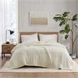 Woolrich Fabric Solid Berber Brushed Blanket w/ Crystal Velvet Binding in Ivory