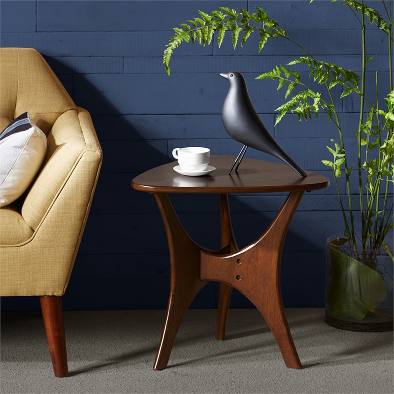 INK+IVY Blaze Triangle Mid-Century Engineered Wood End Table in Brown