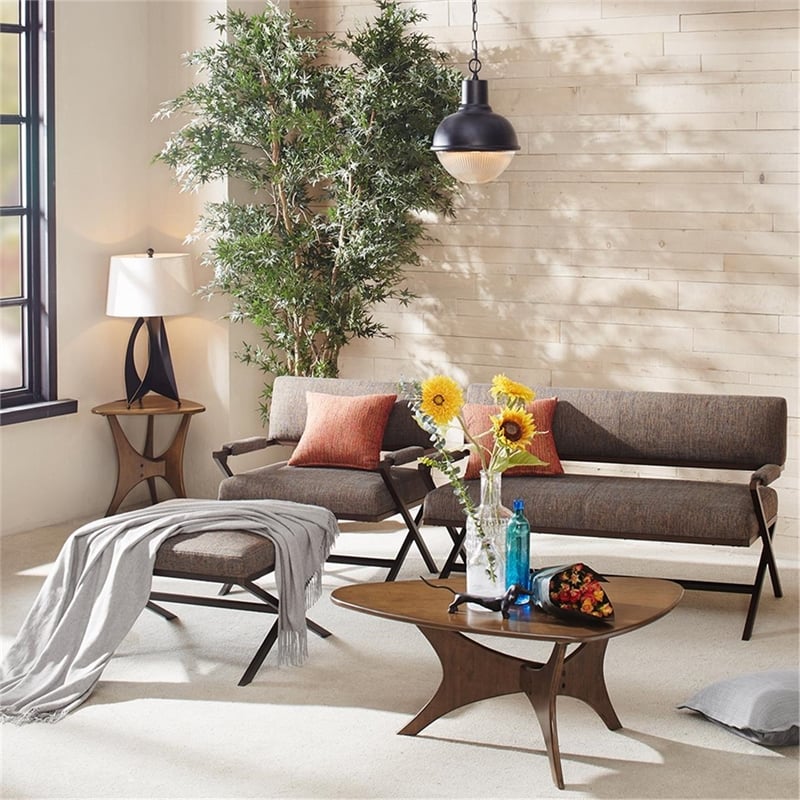 INK+IVY Blaze Triangle Mid-Century Engineered Wood End Table in Brown