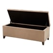 Madison Park Shandra Wood and Fabric Tufted Top Storage Bench in Beige