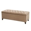 Madison Park Shandra Wood and Fabric Tufted Top Storage Bench in Beige