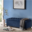 Madison Park Shandra Wood and Fabric Tufted Top Storage Bench in Navy
