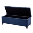 Madison Park Shandra Wood and Fabric Tufted Top Storage Bench in Navy