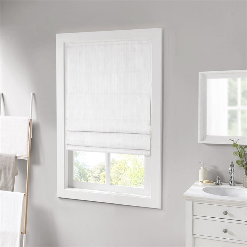 Madison Park Galen Basketweave Room Darkening Cordless Roman Shade in White