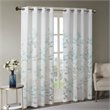 Madison Park Cecily Rayon Polyester Burnout Printed Window Panel in Aqua Blue