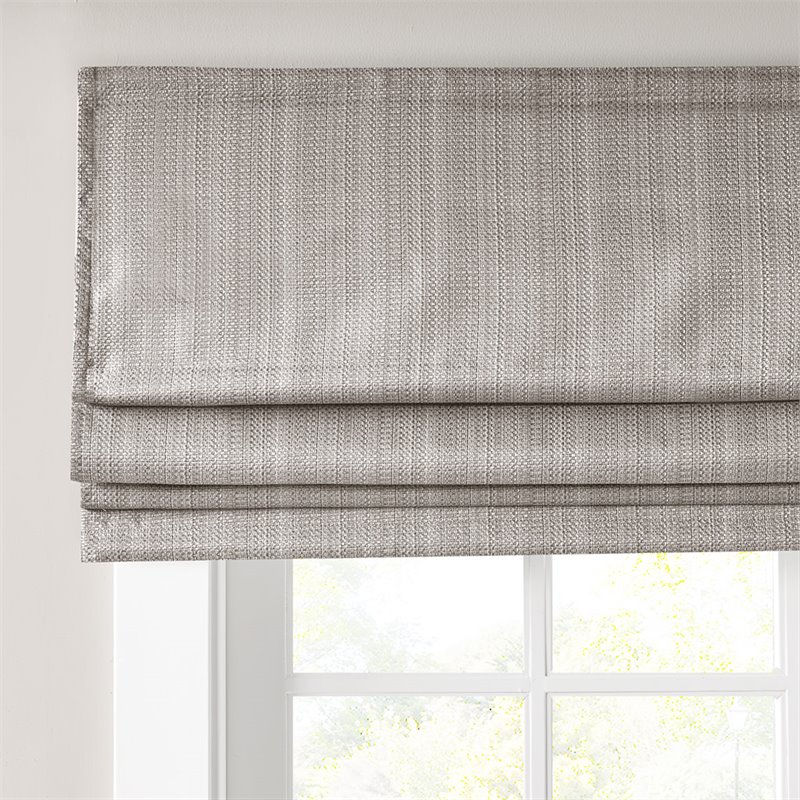 Madison Park Galen Polyester Basket Weave Light Filtering Roman Shade in Brown