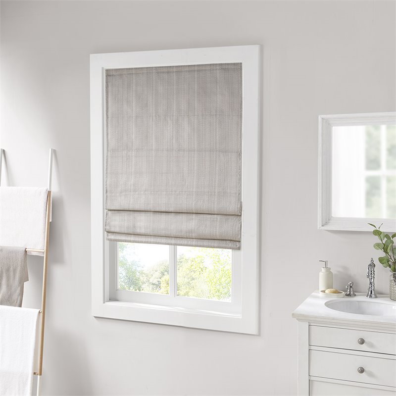 Madison Park Galen Polyester Basket Weave Light Filtering Roman Shade in Brown