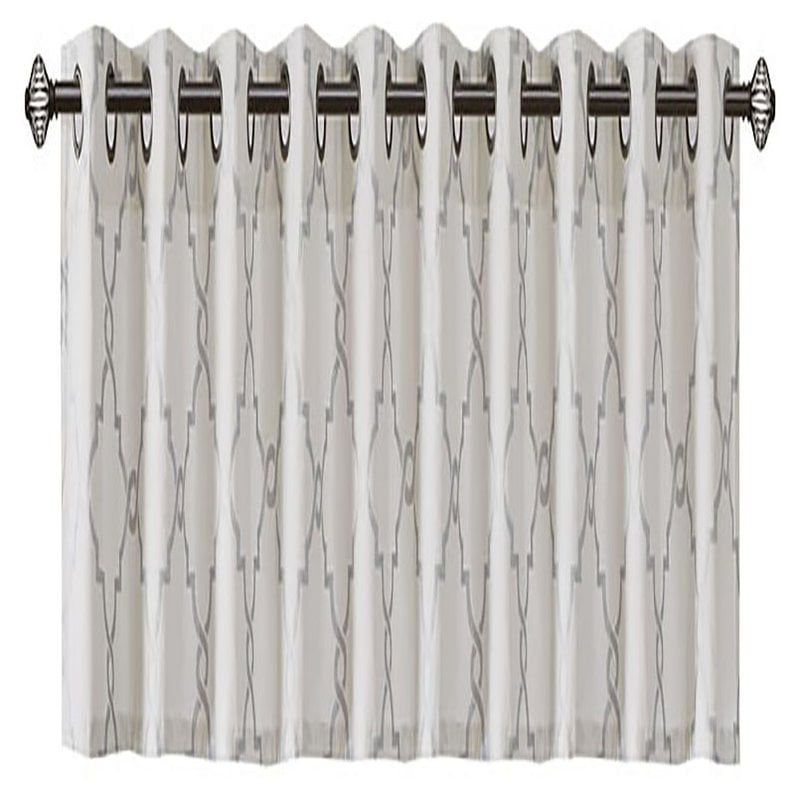 Madison Park Saratoga Polyester Cotton Rayon Fretwork Printed Valance in Ivory