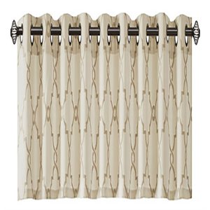 madison park saratoga polyester cotton rayon fretwork printed valance in beige