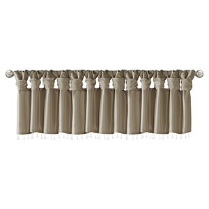 madison park emilia lightweight faux silk fabric valance with beads in pewter