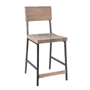 INK+IVY Tacoma 24.8&quot Contemporary Metal and Wood Counter Stool in Natural/Gray