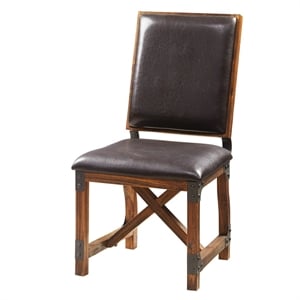 INK+IVY Lancaster 18.75&quot Faux Leather and Solid Wood Side Chair in Chocolate