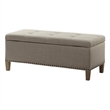 Madison Park Shandra II Wood and Fabric Tufted Top Storage Bench in Brown